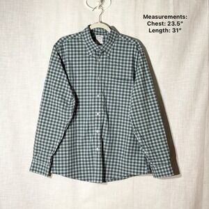Brooks Brothers Regent‎ Fit Gingham Button Down Shirt L Green Supima Cotton